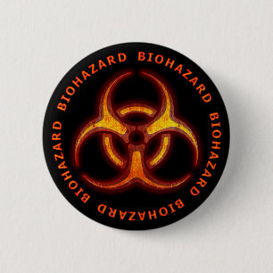 Bóton Redondo 5.08cm Aviso Zombie de Risco Biológico