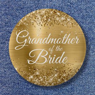Bóton Redondo 5.08cm Avó da Bride Glittery Gold Foil