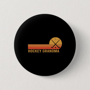 Bóton Redondo 5.08cm Avó de Hockey Retro Vintage Jogadora de Hockey 