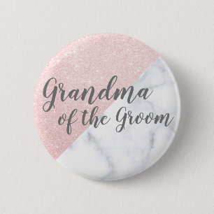 Bóton Redondo 5.08cm Avó de ouro de mármore e rosa do noivo