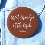 Bóton Redondo 5.08cm Avô excelente do noivo Terracotta<br><div class="desc">Avô excelente do Botão de Casamento Bride em Terracotta Brown e White,  Bom para Casamentos,  Festa Bridal,  Janto de ensaio. Veja mais produtos com este design na coleção abaixo.</div>