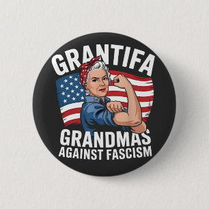 Bóton Redondo 5.08cm Avó Grantifa Contra o Fascismo Sem Rei EUA