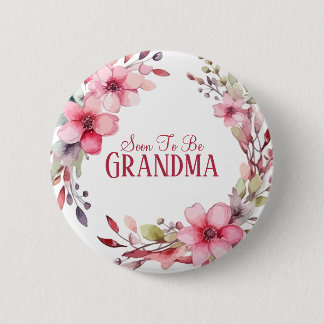 Bóton Redondo 5.08cm Avó Personalizada Floral para Ser Chá de fraldas