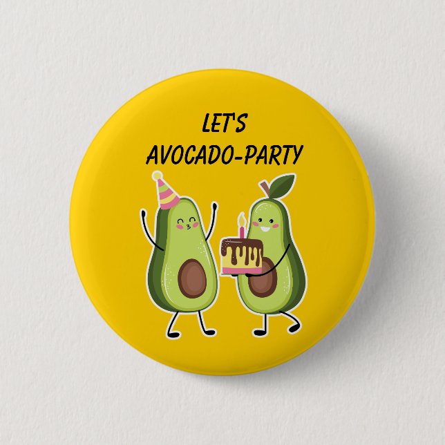 Bóton Redondo 5.08cm Avocado Birthday Celebration Custom Pin (Frente)