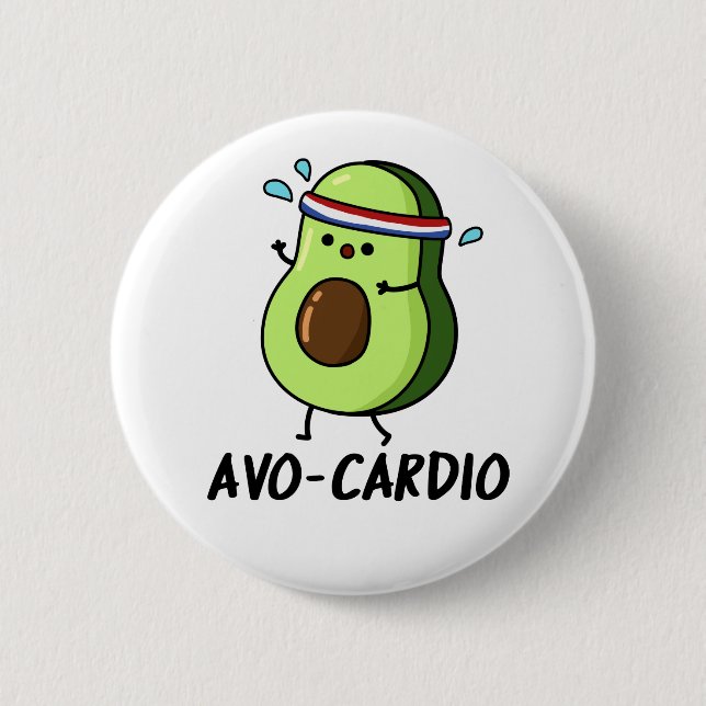 Bóton Redondo 5.08cm Avocardio Exercício Divertido Trocadilho de Abacat (Frente)