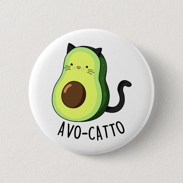 Bóton Redondo 5.08cm Avocatto Cute Avocado Cat Pun (Frente)