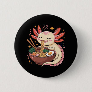 Bóton Redondo 5.08cm Axolote Adorável Come Macarrão Ramen