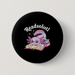 Bóton Redondo 5.08cm Axolote lê readsolotl leitura engraçada fofa kawai
