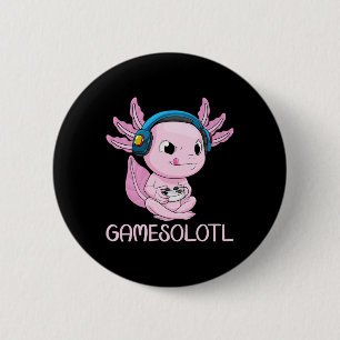 Bóton Redondo 5.08cm Axolotl Gamer Gamesolotl Kawaii Jogos Para Meninos