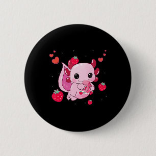 Bóton Redondo 5.08cm Axolotl Strawberry milk Shake Kawaii Anim Japonês