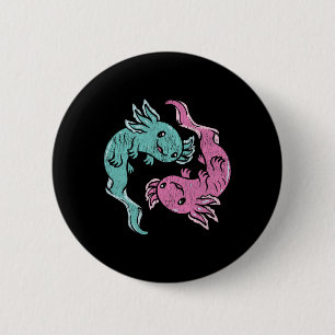 Bóton Redondo 5.08cm Axolotls Yin Yang - Salamandra Mexicana Fofa Medit