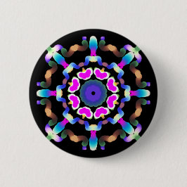 Bóton Redondo 5.08cm *~* Azul cor-de-rosa Mandala em preto