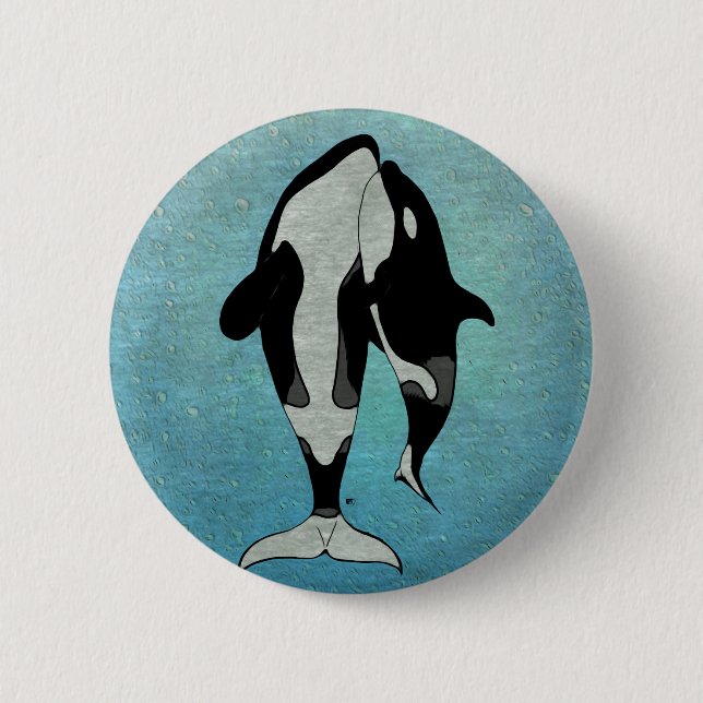 Bóton Redondo 5.08cm Azul da orca (Frente)