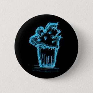 Bóton Redondo 5.08cm Azul do cupcake do botão de Katieboy