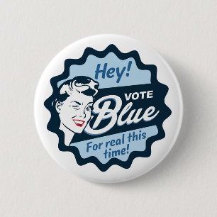 Bóton Redondo 5.08cm Azul do voto para real esta vez retro