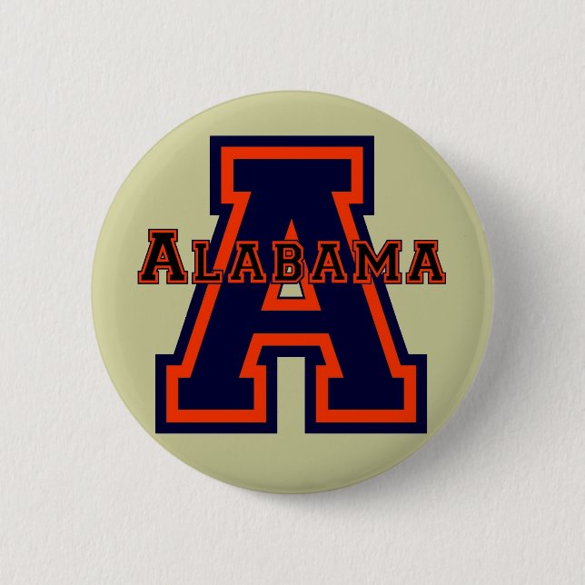 Bóton Redondo 5.08cm Azul e laranja de Alabama "A" (Frente)