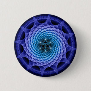 Bóton Redondo 5.08cm Azul espiral da mandala de Merkaba (geometria do