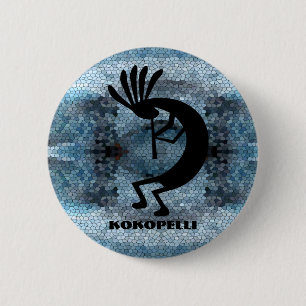 Bóton Redondo 5.08cm Azul-mosaico do deserto Kokopelli