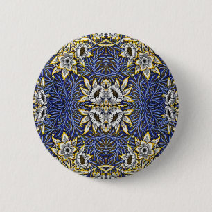 Bóton Redondo 5.08cm Azul William Morris e Design Tulipa Salgueiro em D