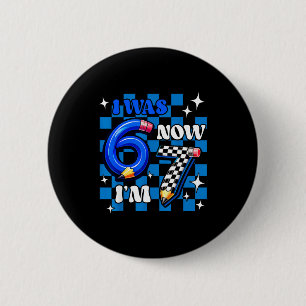 Bóton Redondo 5.08cm Azul xadrez eu tinha 6 agora tenho 7 engraçado 67