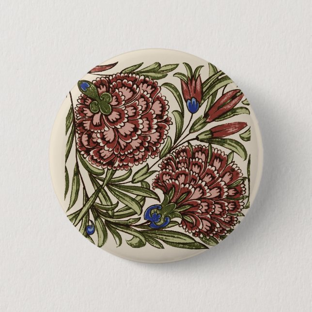 Bóton Redondo 5.08cm Azulejo de Flor Antiquado Arte Russa (Frente)