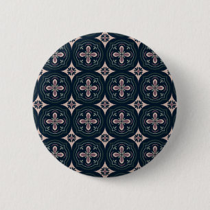 Bóton Redondo 5.08cm azulejos geométricos florais de cores terrosas