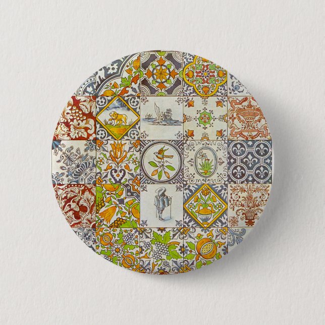 Bóton Redondo 5.08cm Azulejos holandeses (Frente)