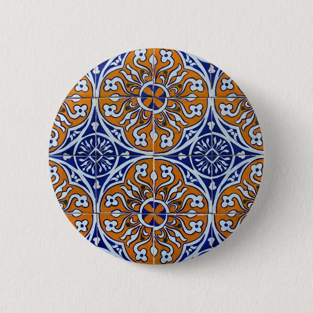 Bóton Redondo 5.08cm Azulejos, Portuguese Tiles (Frente)