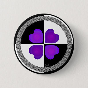 Bóton Redondo 5.08cm B&W Corações Roxos Batendo