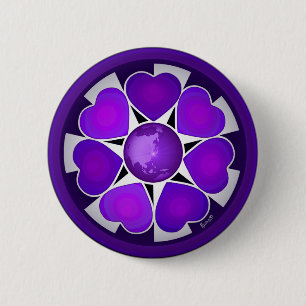Bóton Redondo 5.08cm B&W Corações Roxos Batendo