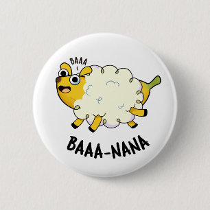 Bóton Redondo 5.08cm Baa-nana Banana Engraçado Pun Ovelha