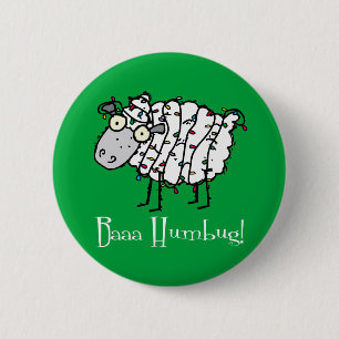 Bóton Redondo 5.08cm Baaa Bah Humbug Feliz Natal