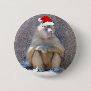Bóton Redondo 5.08cm Baboon de Natal/Macaco
