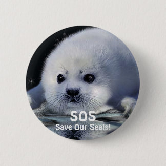 Bóton Redondo 5.08cm BABY HARP SEAL Button Design