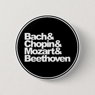 Bóton Redondo 5.08cm Bach, Chopin, Mozart e Beethoven