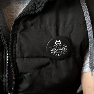 Bóton Redondo 5.08cm Bachelor Party Tuxedo Tie Black