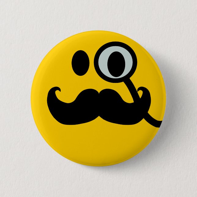 Bóton Redondo 5.08cm Backgrnd customizável do Monocle & do bigode) (Frente)