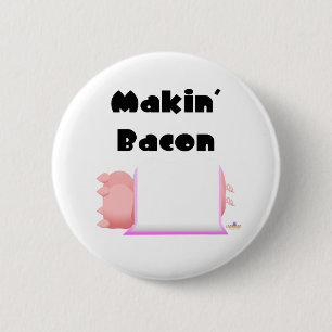 Bóton Redondo 5.08cm Bacon geral cor-de-rosa de Makin dos porcos do