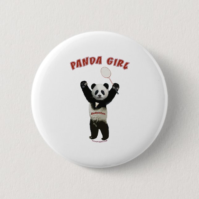 Bóton Redondo 5.08cm Badminton da menina da panda (Frente)