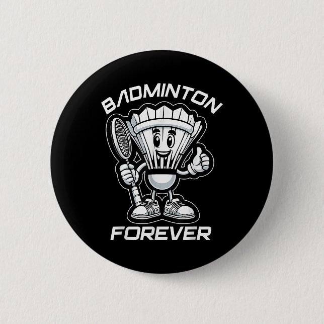 Bóton Redondo 5.08cm Badminton Forever Cartoon Shuttle And Racket Graph (Frente)