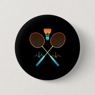 Bóton Redondo 5.08cm Badminton Retro Com Peteca Batimento Cardíaco Ecg