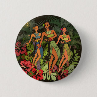 Bóton Redondo 5.08cm Bailarinas de Hula Havaianas Vintage Árvore de Pal
