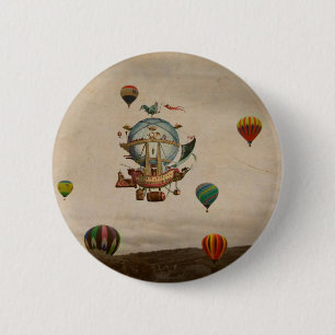 Bóton Redondo 5.08cm Balão de ar quente, viagem de Minerve 1803 do La