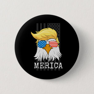 Bóton Redondo 5.08cm Bald Eagle 4 De Julho Trump American Flag Funny G