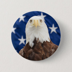 Bóton Redondo 5.08cm Bald Eagle com a bandeira americana