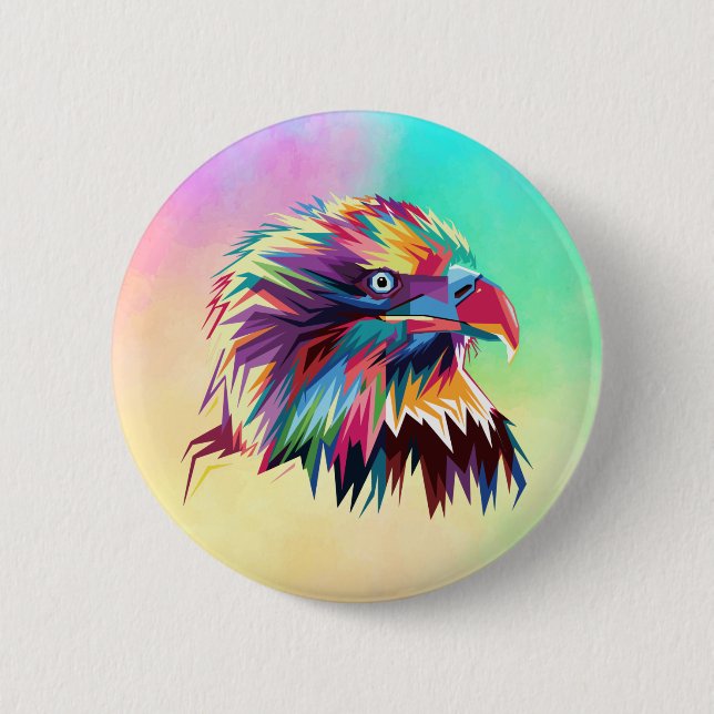 Bóton Redondo 5.08cm Bald Eagle - Design Geométrico Prismático - 80590 (Frente)