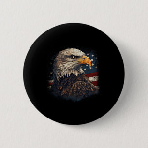 Bóton Redondo 5.08cm Bald Eagle USA Flag Americano 4 de julho Orgulho P