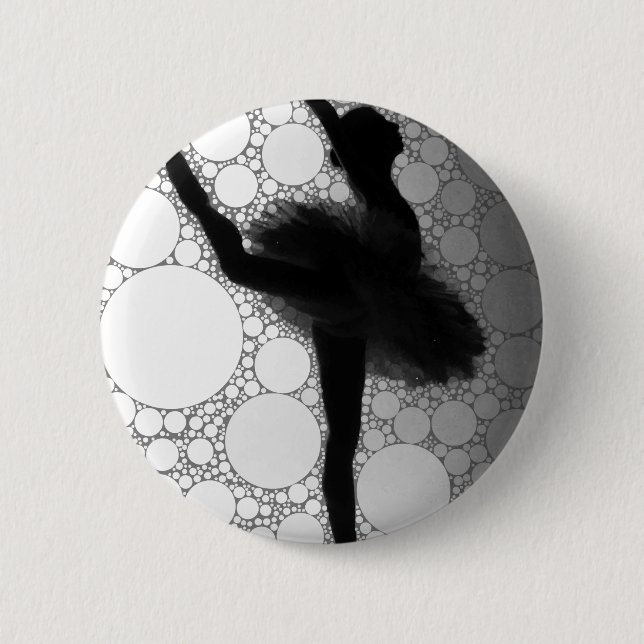 Bóton Redondo 5.08cm Balé Black White Dancing Ballerina (Frente)