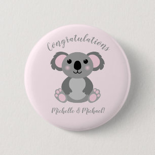 Bóton Redondo 5.08cm Baleia Neutra Chá de fraldas Amarela