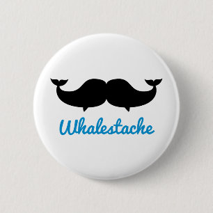 Bóton Redondo 5.08cm Baleias do Moustache de Whalestache